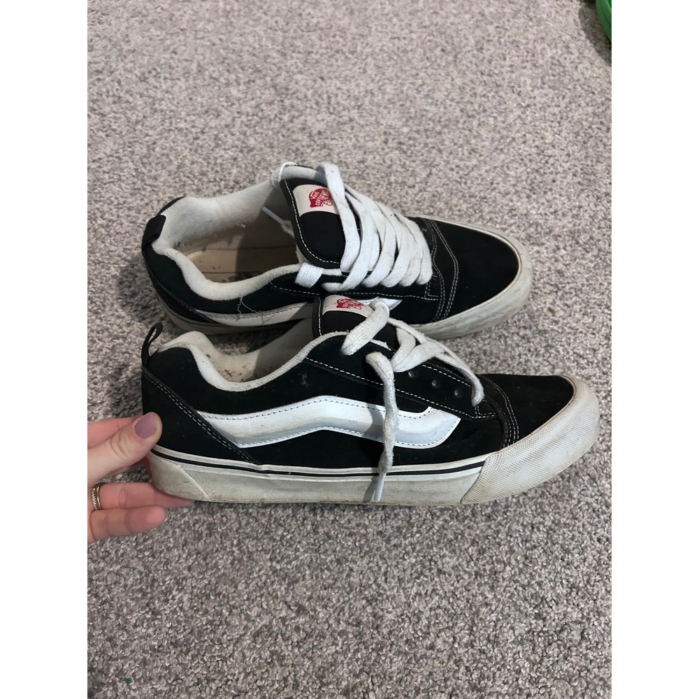 Vans Knu Skool Black‎ White Suede Leather Skate Shoes Mens Size 10.5